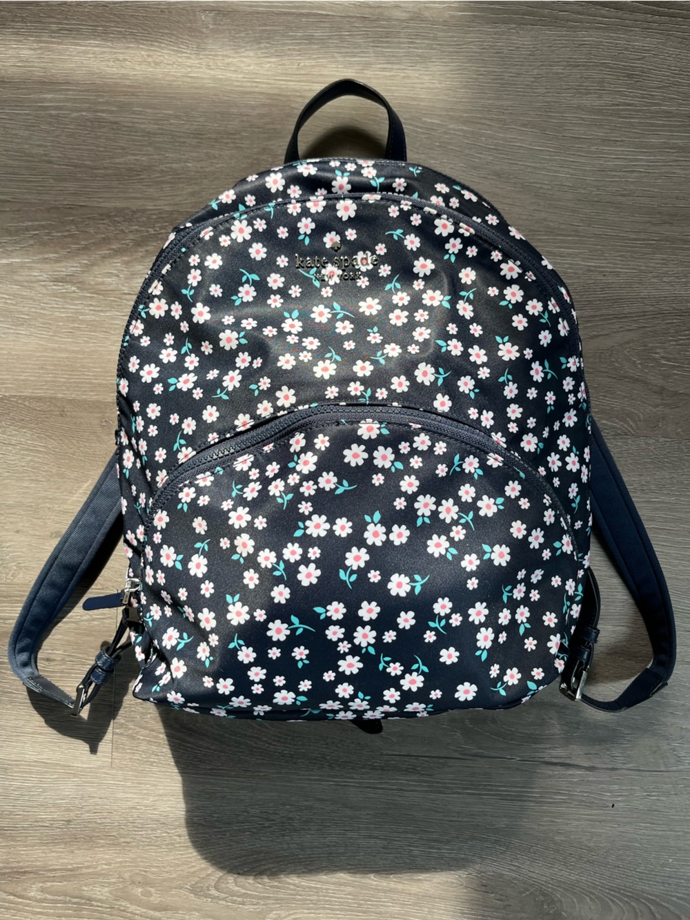 kate spade navy Floral Backpack with Pink & White Flowers